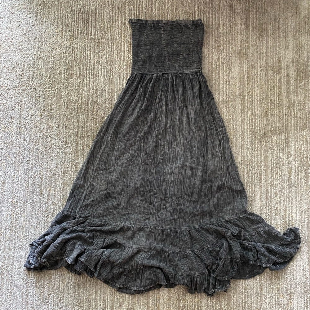 EARTHBOUND Charcoal Textured Fabric backless dress